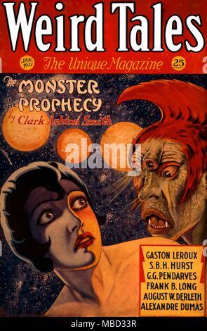 Science Fiction und Horror Zeitschriften. Abdeckung von Weird Tales, Januar 1932. Stockfoto