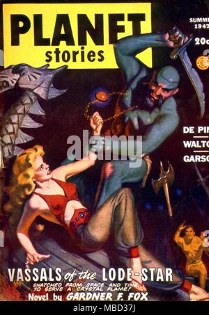 Science Fiction und Horror Zeitschriften. Cover von 'Planet Stories". Sommer 1947. Stockfoto
