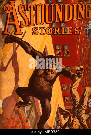 Science Fiction und Horror Zeitschriften. Cover von 'erstaunliche Geschichten", Januar 1932. Kunstwerke von H.W. Wesso. Stockfoto