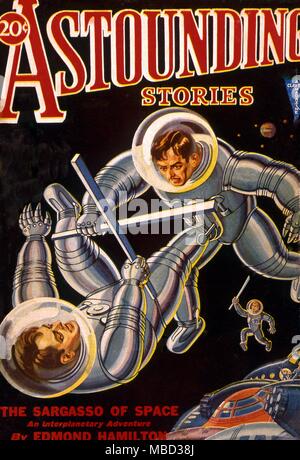 Science Fiction und Horror Zeitschriften. Cover von 'erstaunliche Geschichten" Stockfoto