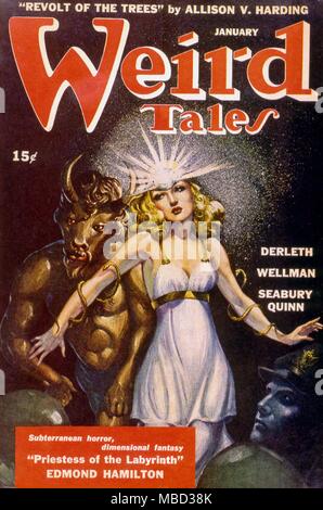 Science Fiction und Horror Zeitschriften. Abdeckung von Weird Tales. Stockfoto