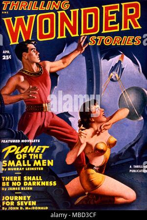 Science Fiction und Horror Zeitschriften. Spannende Fragen, Geschichten, April 1950 Stockfoto