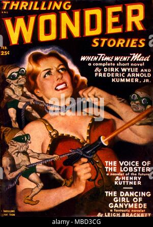 Science Fiction und Horror Zeitschriften. Spannende Fragen, Geschichten, Februar 1950 Stockfoto