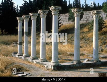 Griechische Medizin. Das asklepeion, vielleicht die älteste erhaltene Krankenhaus auf der Insel Kos in Griechenland. Hippokrates war der Arzt hier und schlaf Heilung und Kräutermedizin wurden geübt. Stockfoto