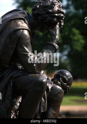 Weiler mit dem Schädel. Detail der Shakespeare Memorial bei Stratford-on-Avon. Durch Herrn Ronald Gower konzipiert. Stockfoto