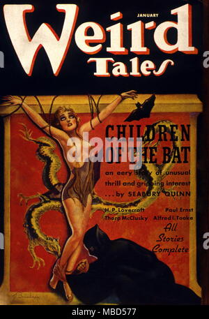 Science Fiction und Horror Magazin. Abdeckung von Weird Tales, August 1937. Kunstwerke von Brundage Stockfoto