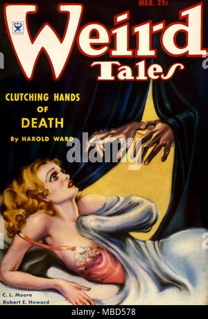 Science Fiction und Horror Magazin. Abdeckung von Weird Tales, Januar 1937. Kunstwerke von Brundage Stockfoto