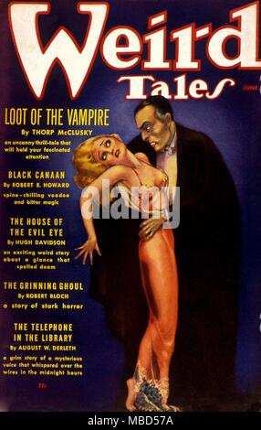 Science Fiction und Horror Magazin. Abdeckung von Weird Tales, Juni 1936. Kunstwerke von Margaret Brundage Stockfoto