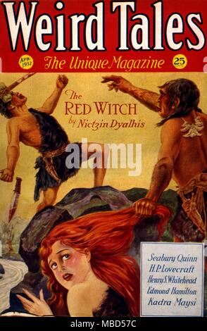 Science Fiction und Horror Magazin. Abdeckung von Weird Tales, April 1932. Kunstwerke von Allen St. John Stockfoto