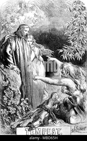 Shakespeare der Sturm Titlepage Abbildung Shakespeare in Holzschnitt und Kupferstich aus der Bibliothek Shakespeare Illustration zu Farbe von John Gilbert Geo Cruikshank und R Dudley 1885 Stockfoto