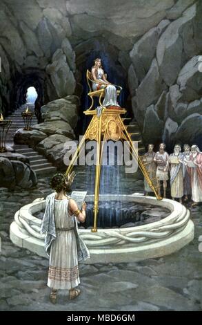 Einleitung - Orakel von Delphi' Consulting das Orakel von Delphi" - Malerei von Knapp: Copyright 1923, von Manly P Hall, von seinem einem enzyklopädischen Überblick über Freimaurer, Hermetische.. Philosophie, 1923 Stockfoto