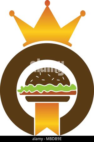 König Burger Logo Design Template Vector Stock Vektor