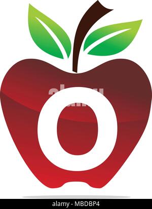 Apple Buchstabe O Logo Design Template Vector Stock Vektor