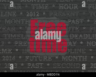 Timeline-Konzept: Zeit zur freien Verfügung auf Wand Hintergrund Stockfoto