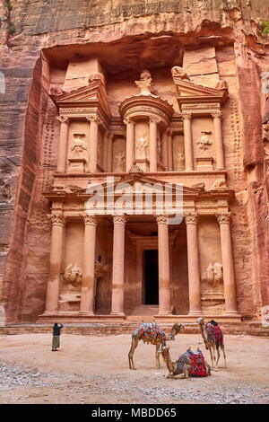 Die Schatzkammer (Al Khazneh), Petra, Jordanien, UNESCO Stockfoto