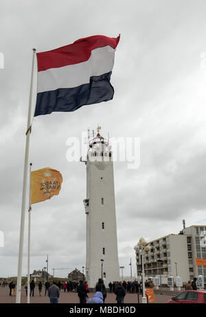 NOORDWIJK, Niederlande - 22 April 2017: Blick auf den Leuchtturm von Noordwijk, Niederlande, Stockfoto