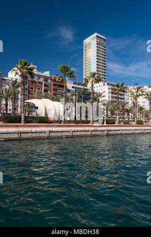 Skyline der Stadt Alicante von seinem Hafen, Alicante, Spanien Europa Stockfoto