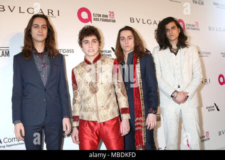 2018 Elton John AIDS Foundation Oscar Viewing Party im West Hollywood Park am 4. März 2018 in West Hollywood, CA mit: Sam Kiszka, Josh Kiszka, Jake Kiszka, Danny Wagner, Greta Van Flotte Wo: West Hollywood, California, United States Wenn: 04 Mar 2018 Credit: Nicky Nelson/WENN.com Stockfoto