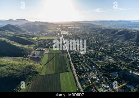 Luftaufnahme von Santa Rosa Tal Camarillo Häuser und Bauernhöfe in Ventura County, Kalifornien. Stockfoto