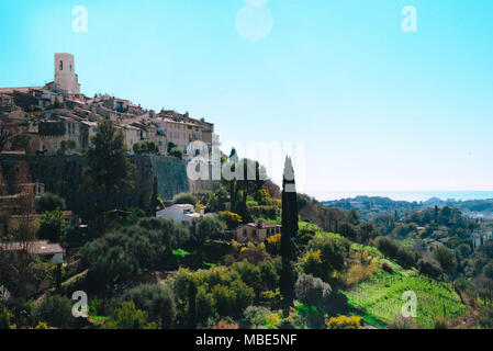 Schöner Blick auf den Ort Trigance in Frankreich. Stockfoto