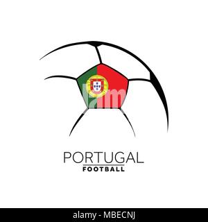 Fußball-Fußball-minimalistisches Design mit Portugal Flagge Stock Vektor