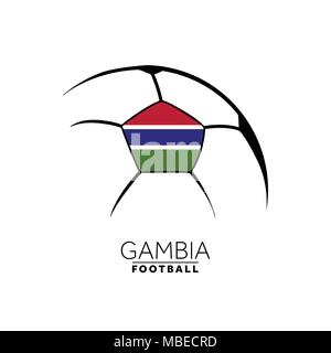 Fußball-Fußball-minimalistisches Design mit Gambia Flagge Stock Vektor