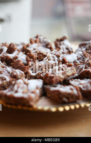 Mamas gooey Chocolate oat Bars. Stockfoto