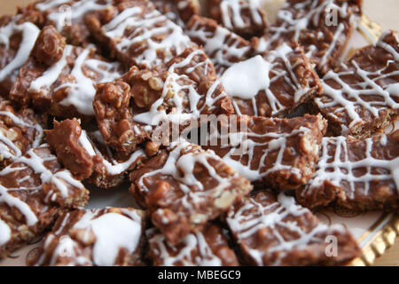 Mamas gooey Chocolate oat Bars. Stockfoto