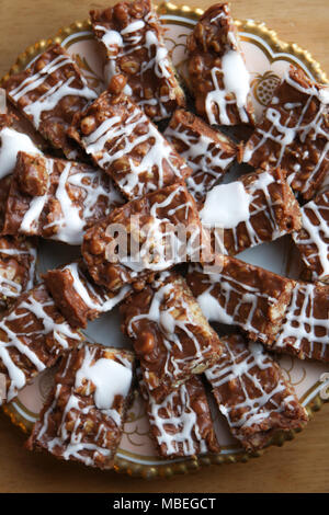 Mamas gooey Chocolate oat Bars. Stockfoto