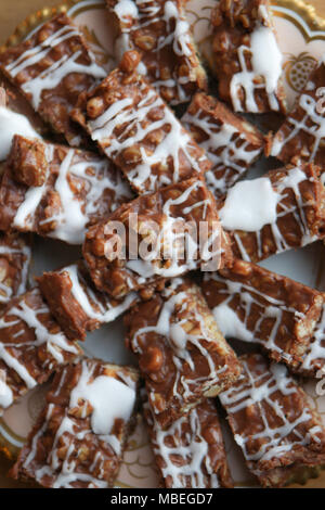 Mamas gooey Chocolate oat Bars. Stockfoto