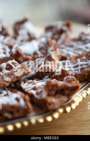 Mamas gooey Chocolate oat Bars. Stockfoto