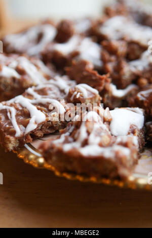Mamas gooey Chocolate oat Bars. Stockfoto