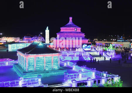 Harbin International Eis und Schneeskulpturen Festival (Eis & Schnee Welt) Stockfoto