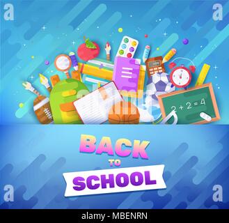 Zurück zu Schule Informationen Karten eingestellt. Student Vorlage von flyear, Zeitschriften, Plakate, Cover, Banner. Hochschulbildung Infografik Konzept Hintergrund. Layout Illustrationen moderne Seiten Stock Vektor