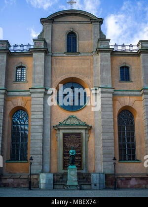 Statue von Olaus Petri außerhalb Stockholms Kathedrale, Gamla Stan, Stockholm, Schweden Stockfoto