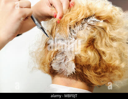 Beauty Salon. Friseur färben Haare der weiblichen Client Stockfoto