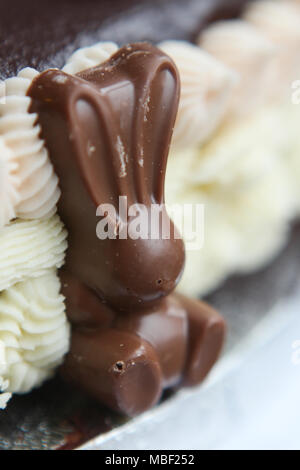 Mamas hausgemachte Schokolade Kuchen für Ostern. Stockfoto