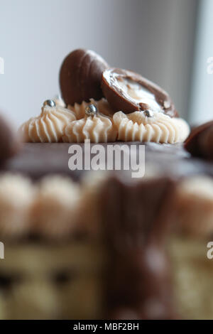 Mamas hausgemachte Schokolade Kuchen für Ostern. Stockfoto