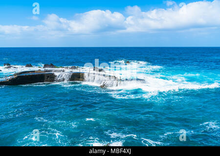 Blick auf Meer in Puerto de la Cruz, Teneriffa, Kanarische Inseln Stockfoto