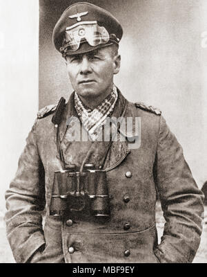 Erwin Rommel, aka Desert Fox, 1891 - 1944. Deutsche Allgemeine, Militär, Theoretiker und Feldmarschall in der Wehrmacht des nationalsozialistischen Deutschland während des Zweiten Weltkrieges. Stockfoto