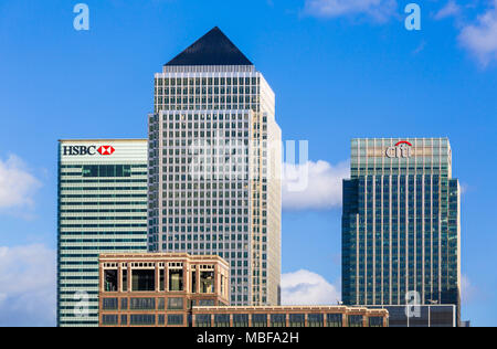 Skyline von Canary Wharf, Docklands, London, England Großbritannien - 2016 Stockfoto
