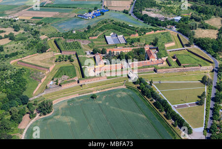 Kleine Festung Theresienstadt, Gedenkstätte Theresienstadt, Luftaufnahme Stockfoto