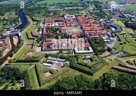 Stadt Terezin, Luftaufnahme Stockfoto