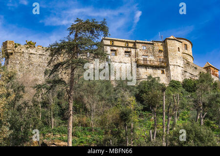 Blick auf Castello Brown in Portofino, Italien Stockfoto