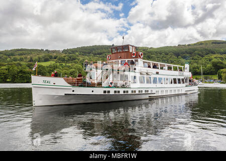 Die Teal, Windermere See Kreuzfahrten, am Lake Windermere im Lake District National Park, Cumbria Stockfoto