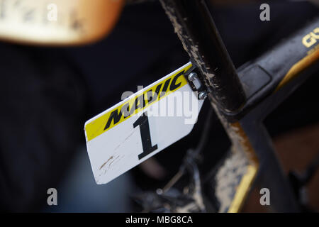 Fahrrad Nummer 1 in Paris - Roubaix 2018 Stockfoto