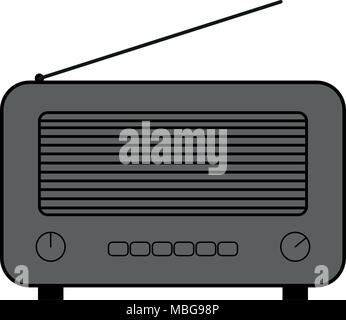 Alte und retro style Radio. Flat Style vektor Zeichnung. Radio, grauer Symbol und das Symbol. Vektor Umrissen zeichnen. Stock Vektor