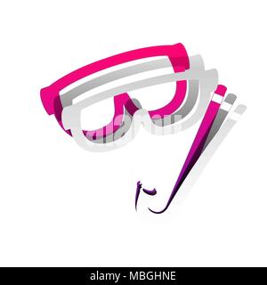 Tauchen Maske anmelden. Vektor. Abnehmbare Papier mit Schatten in zugrunde liegenden Layer mit magenta-violetten Hintergrund. Stock Vektor