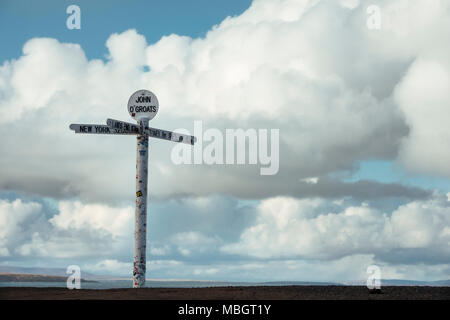 John O' Groats im Norden Großbritanniens Tipp ist ein Ende des längsten Reise auf dem Festland, mit Land's End in Cornwall 876 Meilen südwestlich. Stockfoto