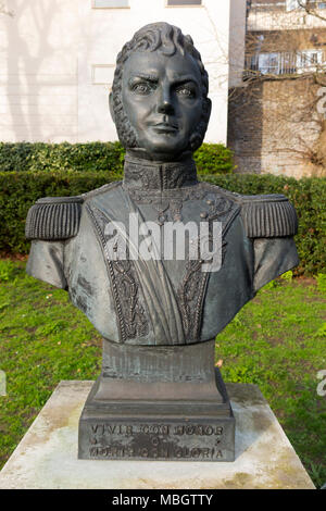 Statue/Büste von General Bernardo O'Higgins in Richmond upon Thames, Surrey. UK. (96) Stockfoto